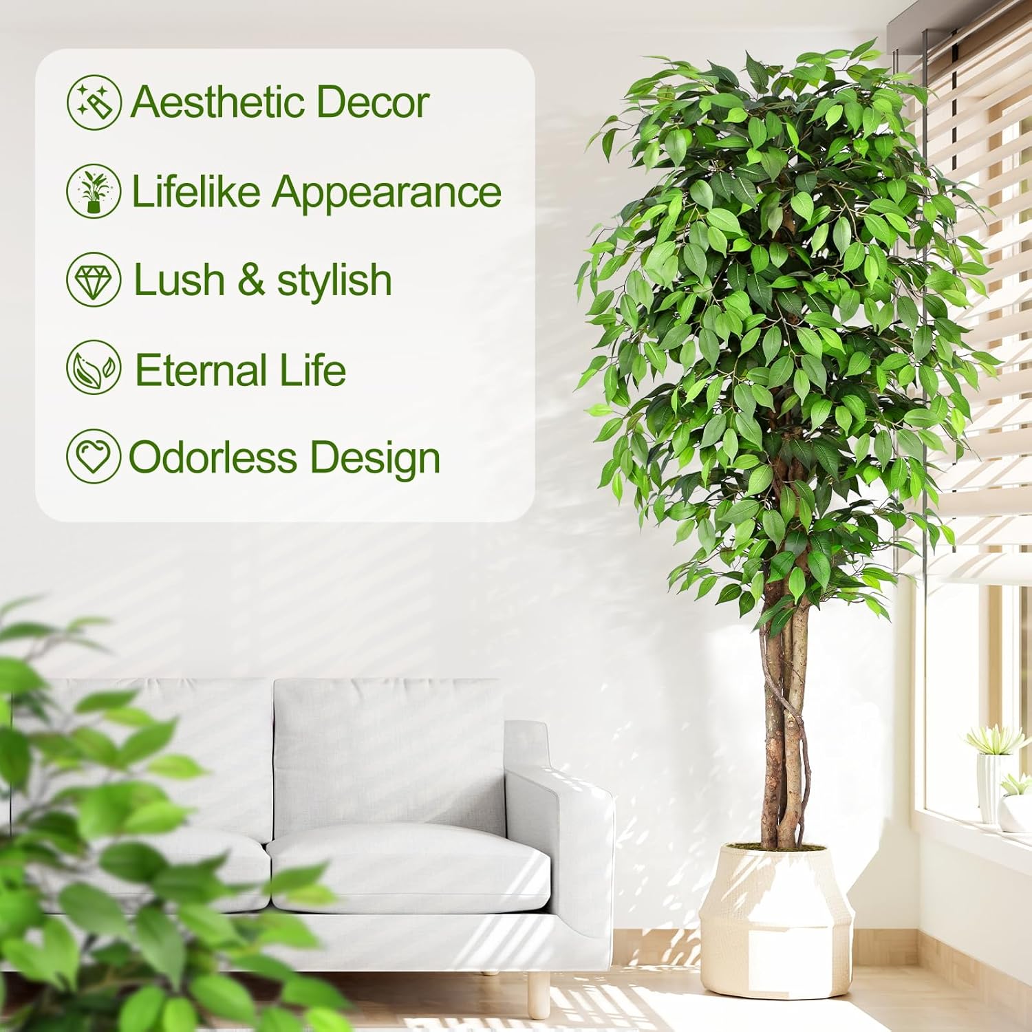 Arbre de ficus artificiel réal - Dracaena Marginata avis et prix